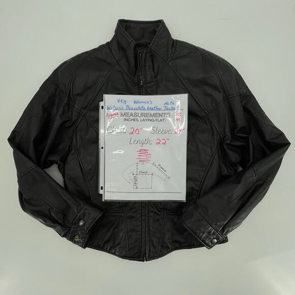 Wilson Thinsulate Women's Vtg. Leather Moto Jacket, Black, Sz. M 80s 90s *FLAW* - Picture 13 of 14